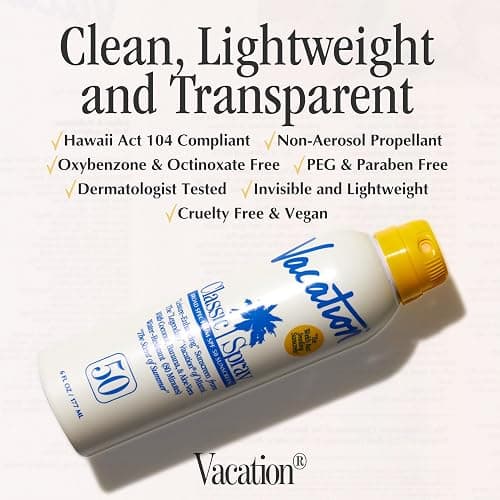 Vacation Classic Sunscreen Spray SPF 50 & Air Freshener Bundle, Water-Resistant, Lightweight, Transparent on All Skin Tones, Dermatologist-Tested, Vegan, 6 Fl. Oz. thumbnail 4