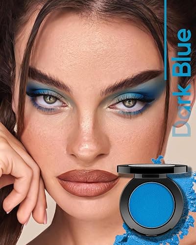HOOMUSS Dark Blue Eyeshadow Matte Handmade Pressed Eyeshadow Palette With No Creasing High Pigmented Long Lasting Blue Eye Shadow (DarkBlue) thumbnail 2