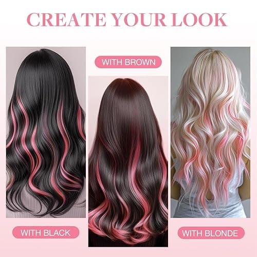 GOO GOO Tape in Hair Extensions Human Hair, Light Pink, 18inch 25g 10pcs, Colored Tape ins Human Hair Extensions, Silky&Soft Invisible Tape Ins, Hair Highlighted for Party thumbnail 7