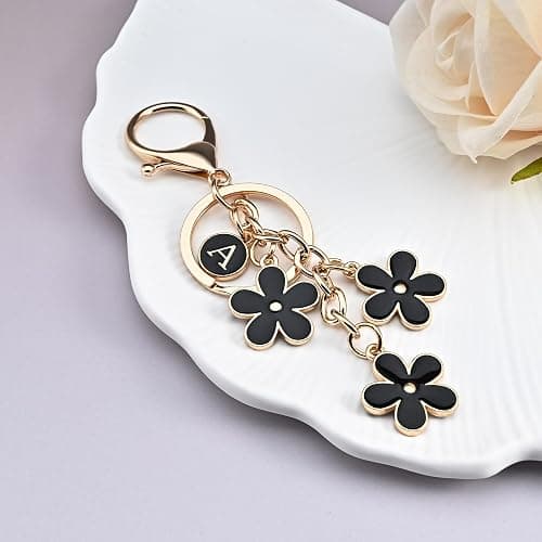 OUMILAN Initial Keychain Cute Flower Charms Keyring for Handbag Backpack–Personalized A-Z Letter Jewelry Gift for Women Girls thumbnail 3