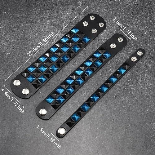 CCAKXCJJ 3PcsPunk Bracelet Leather Studded Bracelets Emo Bracelet Adjustable Goth Bracelets for Men Women thumbnail 2