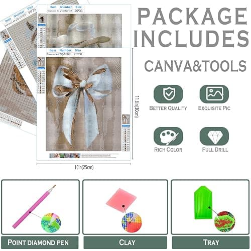 sdfkmlcdl Western Coastal Cowgirl Diamond Art Kits for Adults, Neutral Western Coquette Bow Boots Horse Full Drill Diamond Painting Kits for Adults Beginners 4 Pack, 9.8x11.8 Inch thumbnail 3