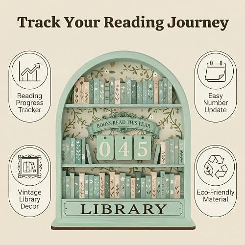 Books Read This Year Sign, Reading Tracker for Home Library Decor, Book Counter for Desk Display, Green Reading Progress Indicator for Book Lovers and Students thumbnail 4