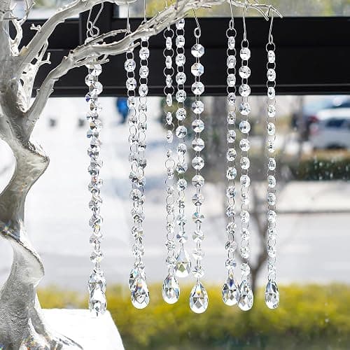 KANPURA 1ft 10pcs Teardrop Crystals Garland,Crystal Teardrop Chandelier Replacement,Hanging Glass Crystals for Chandelier, Christmas Tree, Wedding Decor(Clear) thumbnail 2
