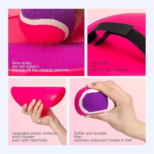 EVERICH TOY Upgraded Toss and Catch Ball Game Set, Kids Toy Stocking Stuffers for Boys Girls Ages 3-12, Includes 2 Paddles 2 Sticky Balls, Water-Resistant Indoor Outdoor Toy for Beach Pool Yard thumbnail 4