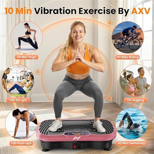 AXV Vibration Plate Fitness Platform Exercise Machine Vibrating Shaking Full Body Shaker Workout Vibrate Stand Shake Board Sport for Weight Loss Fat Burner for Gym Home Office thumbnail 2