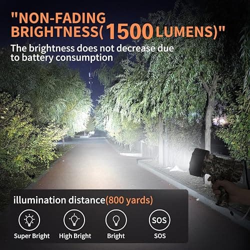 BUYSIGHT Rechargeable Spotlight Flashlight,1000,000 lumens Hand held Spotlight Waterproof Flashlight Hunting Lamp with red Filter (Camouflage Green) thumbnail 2