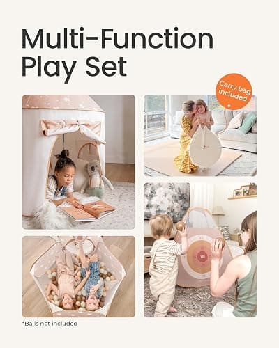 Tiny Land Play Tunnel and Ball Pit for Toddlers, 5pcs Indoor Playground - Foldable Pop Up Tents with Carry Bag, Outdoor Playhouse with Crawling Toys & Play Tent, Gift for Boys and Girls thumbnail 6