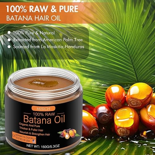 MISICH Raw Batana Oil for Hair Growth, 100% Natural Pure Botana Oil Paste from Honduras, Unrefined Organic Batana Hair Mask for Prevent Hair-Loss, Enhances Thickness for Men & Women 5.3 oz thumbnail 2
