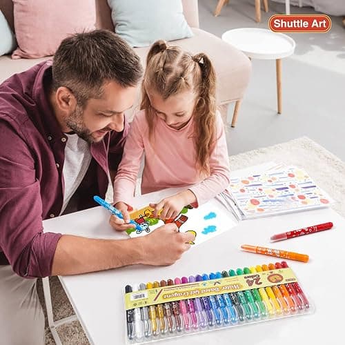 Shuttle Art 24 Colors Gel Crayons for Toddlers, Non-Toxic Crayons Set for Kids Children Coloring, Crayon-Pastel-Watercolor Effect, Ideal for Paper thumbnail 7