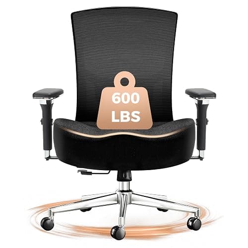 600lbs Big and Tall Office Chair,Oversized Ergonomic Breathable Mesh Desk Chair with W-Shape Thicken Seat Cushion,Computer Chair with Upgraded 4D Armrest,Lumbar Support for Heavy People All Day - Image 1