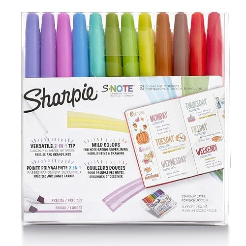 Sharpie S-Note Creative Markers, Pastel Highlighters, Art Marker Set, Assorted Colors, Chisel Tip, 24 Count - School, Home, and Office Use, Teacher Supplies thumbnail 9