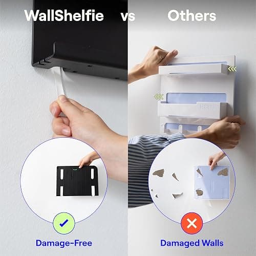 WallShelfie Bedside Wall Organizer, Floating Bedside Shelves, Wall Mount Essential Accessories for Room Decor, Dorm, Makeup Organizer, Remote Control Holder, White thumbnail 6