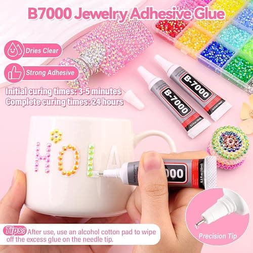 34000Pcs Resin Rhinestones for Bedazzling Kit, Mixed-Color 3mm Bedazzled Crystal with 3Pcs 10ml B7000 Jewelry Glue, Flatback Gems for DIY Crafts Clothing Nail Art Makeup thumbnail 4