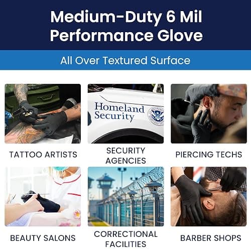 Adenna PHM915 Phantom 6 mil Powder-Free Latex Gloves, Medical Grade, Black, Medium, Box of 100 thumbnail 6