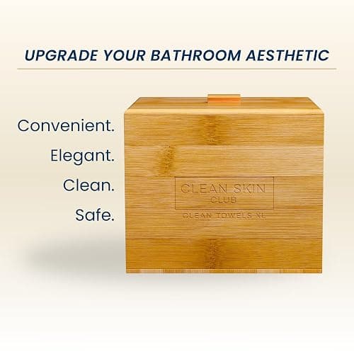 Clean Skin Club Luxe Bamboo container with Cover, includes 50 Clean Towels® XL Original disposable face towels thumbnail 3