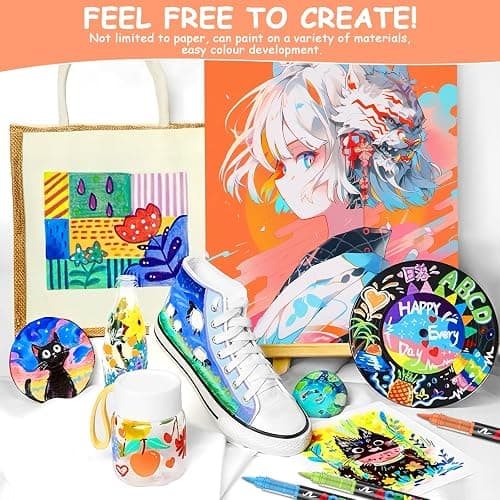 WOGOPRO 60 Couleurs Feutre Acrylique, Marqueur Acrylique, Liquide Direct Acrylic Paint Marker, Stylo Acrylique pour Coloriage, Calligraphie, Bois, Pierre, Toile, Céramique thumbnail 8