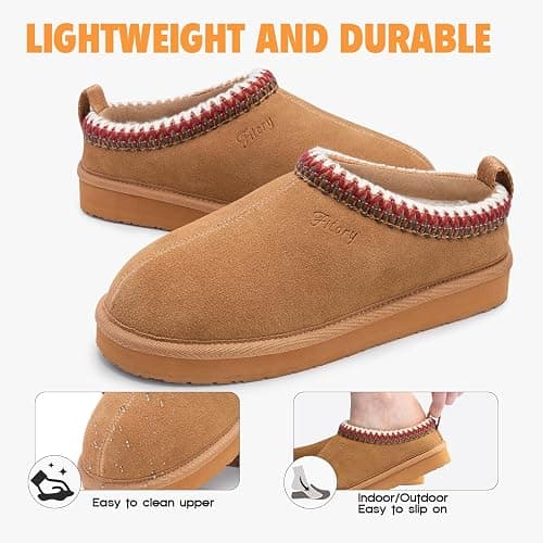FITORY Women's Suede Slipper | Flat Short Mini Boots with Fur Fleece | Winter Casual Comfort Shoes thumbnail 3