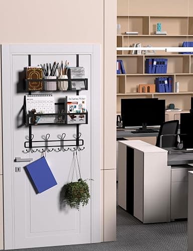 Couwilson Over The Door Hooks Organizer Storage - Over The Door Hanger for Coat Rack, Storage with 12 Hook & 2 Mesh Baskets, for Bathroom,Bedroom,Kitchen,Office (2Tier Basket with 12 Hooks) thumbnail 7