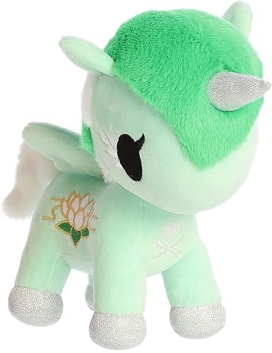 Aurora Enchanting ©Tokidoki Flower Power Water Lily Unicorno Stuffed Animal - Bright & Colorful Design - Showpiece Plush - Green 7.5 Inches - Image 1