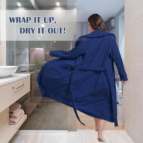 PJGGZ Women's Shawl Collar Bathrobe, Soft Long Towel Robes for Women - Super Absorbent Quick Dry yet Warm thumbnail 2