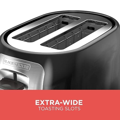 BLACK+DECKER 2-Slice Extra Wide Slot Toaster, Classic Oval, Black with Stainless Steel Accents, TR1278B thumbnail 4