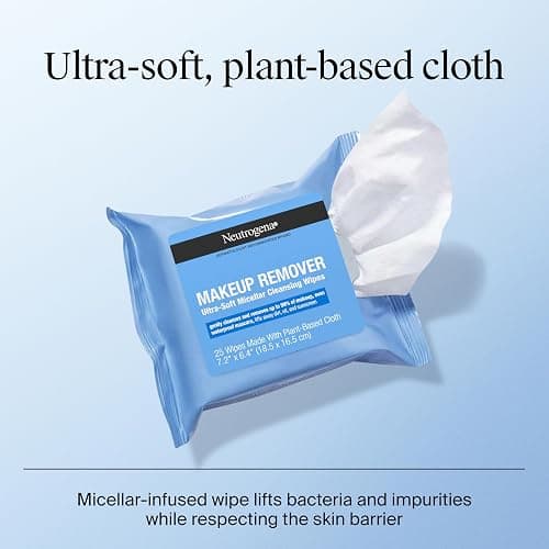 Neutrogena Makeup Remover Wipes Micellar Alcohol-Free Face Towelettes Remove Waterproof Mascara & Oil, Compostable 100% Plant-Based Cloth, Dermatologist & Ophthalmologist Tested, Twin Pack 2 x 25 ct thumbnail 6