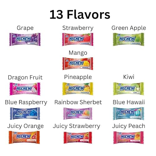 HI-CHEW Variety Mix Bulk, 220+ Pieces, 4 Stand Up Pouches - 13 Flavors Bulk, Sweet and Sour Chewy Candy, Unique Fun Soft - Immensely Juicy Fruity Flavors for Candy Treats & Sharing Treats thumbnail 4