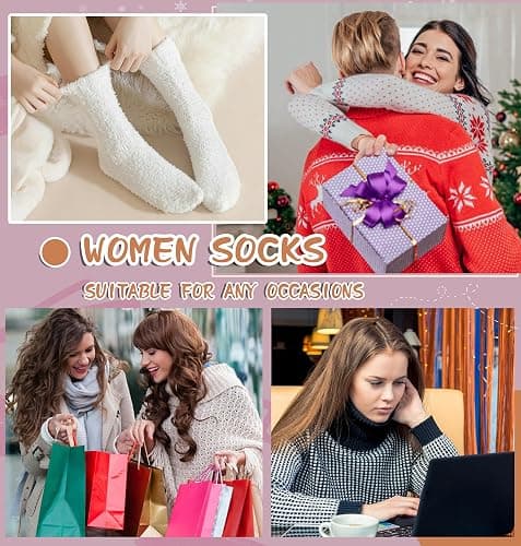 Womens Fuzzy Socks Slipper Fluffy Comfy Cozy Winter Soft Warm Fleece Cabin Plush Sleep Socks thumbnail 2