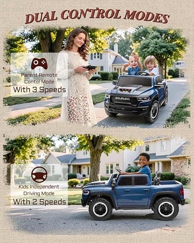 First Ride On 24V Ride On Toys for Big Kids, RAM 1500 RHO 2 Seater Ride on Car w/Remote, Battery Powered Truck w/ 4 Wheels Suspension, Toddler Car w/Bluetooth, LED Lights, Trunk & High Doors thumbnail 4