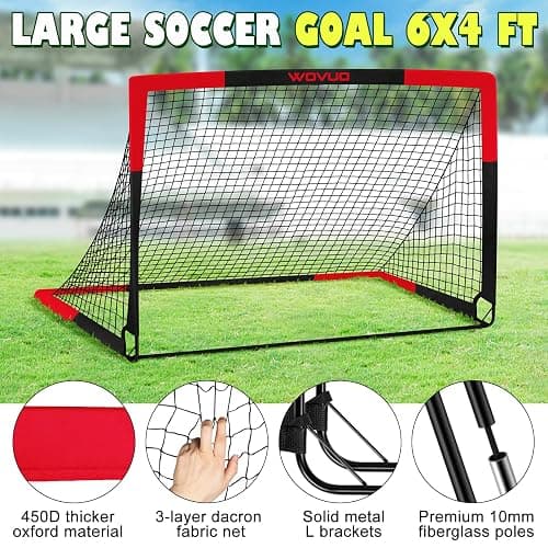 Kids Soccer Goals for Backyard Set of 2, 6x4 ft Portable Toddler Soccer Goal Training Equipment with Soccer Target, Ball, Cones, Soccer Net for Kids Age 3-5 6-8 8-12 10-12-14 Outdoor Sports Games Gift thumbnail 3