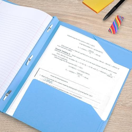 Five Star 2-Pocket Folder, Plastic Folder with Stay-Put Tabs and Prong Fasteners, Holds 8-1/2" x 11" Paper, Pacific Blue (72115) thumbnail 7