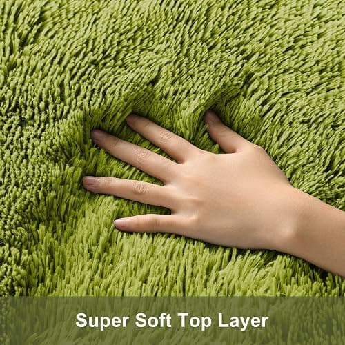Ophanie Green Rugs for Living Room 5x7, Grass Shag Fluffy Large Fuzzy Plush Soft Carpets,Floor Shaggy Area Rugs for Bedroom, Carpet for Kids Boys Girls Dorm Nursery Decor with Over 99 pcs Pile fibers thumbnail 2