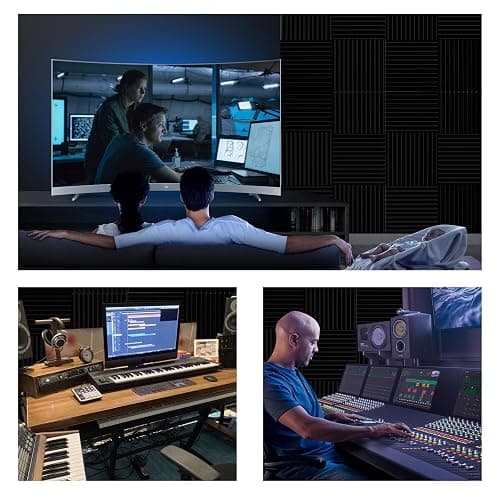 54 Pack Sound Proof Foam Panels |12"×12"×1" Quick-Recovery Soundproof Wall Panels | High Density Sound Dampening Panels for Home Studio |With Adhesive Stickers 270PCS thumbnail 6
