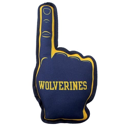 Pets First NCAA Michigan Wolverines #1 Fan Toy. Best Sports Dog Toy with Double Stitched Trim and Tough Nylon Material Filled with Chewable Polyfil and Inner Squeaker thumbnail 2