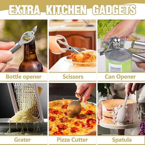 Umite Chef Silicone Kitchen Utensil Set, 34PCS Heat Resistant Kitchen Gadgets and Tools With Grater, Wood Handles for Nonstick Cookware thumbnail 4