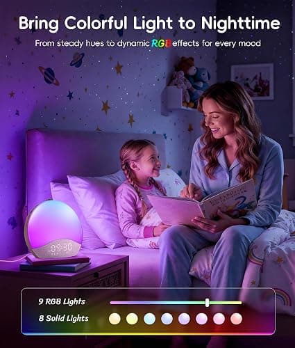 ecozy Sunrise Alarm Clock for Bedroom, White Noise Sound Machine, 26 Soothing Sounds, 17 Night Lights, Bluetooth Speaker, Music-Sync Lights, Wake Up Sunlight for Heavy Sleepers, Adults, Kids - Natural thumbnail 5
