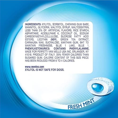 Mentos Pure Fresh Sugar-Free Chewing Gum with Xylitol, Fresh Mint, 50 Piece Bottle (Bulk Pack of 6) - Fresh Mint - 50 Count (Pack of 6) thumbnail 5