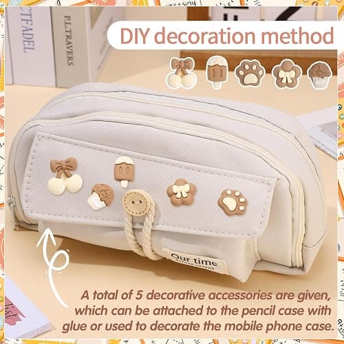 Candcamp Cute Pencil Case, Pencil Case for Girls with 5 Decorative Patches and 1 Pack of Sticky Notes in Five Colors for School Kids Teenagers College Students thumbnail 7