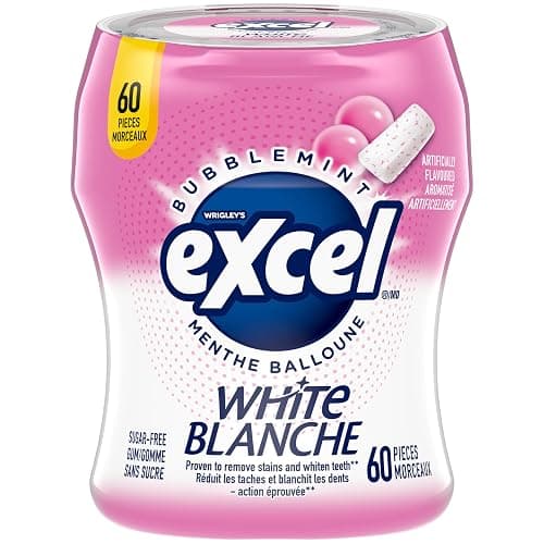 EXCEL White Bubblemint, Teeth Whitening Sugar Free Chewing Gum, 60 Pieces, 6 Bottles thumbnail 3