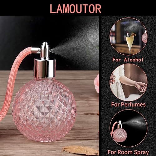 Lamoutor Vintage Perfume Spray Bottle 100ml Pink Vintage Refillable Perfume Bottle with Long Tassel thumbnail 6
