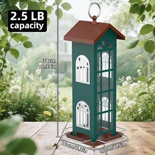 Metal Bird Feeder Bird Feeders for Outdoors Hanging,Waterproof and Rust-Proof,Easy Cleaning,Wild Bird Feeders Attracting Chickadees Goldfinches Cardinals Finches and Sparrows thumbnail 2