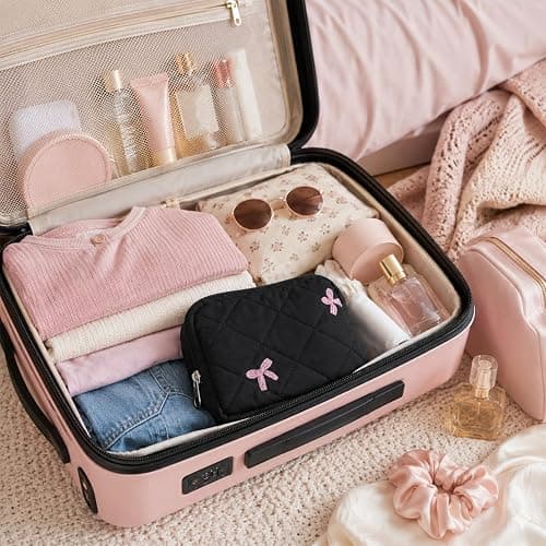 Portable Period Pouch, Cute Small Period Bag for Purse, Black Corduroy Sanitary Pad Pouch for Women thumbnail 6
