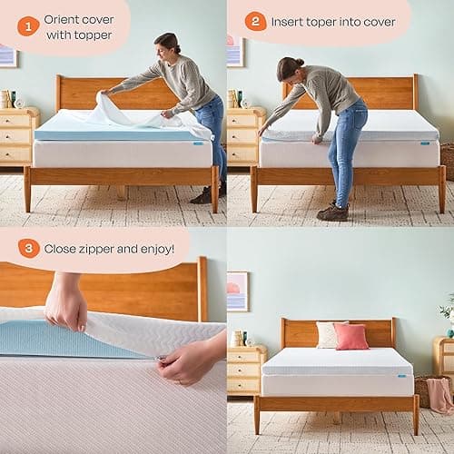 Linenspa 3 Inch Gel Infused Memory Foam Mattress Topper with Removable Cover – Ventilated and Breathable – Washable Cover - Twin XL thumbnail 5