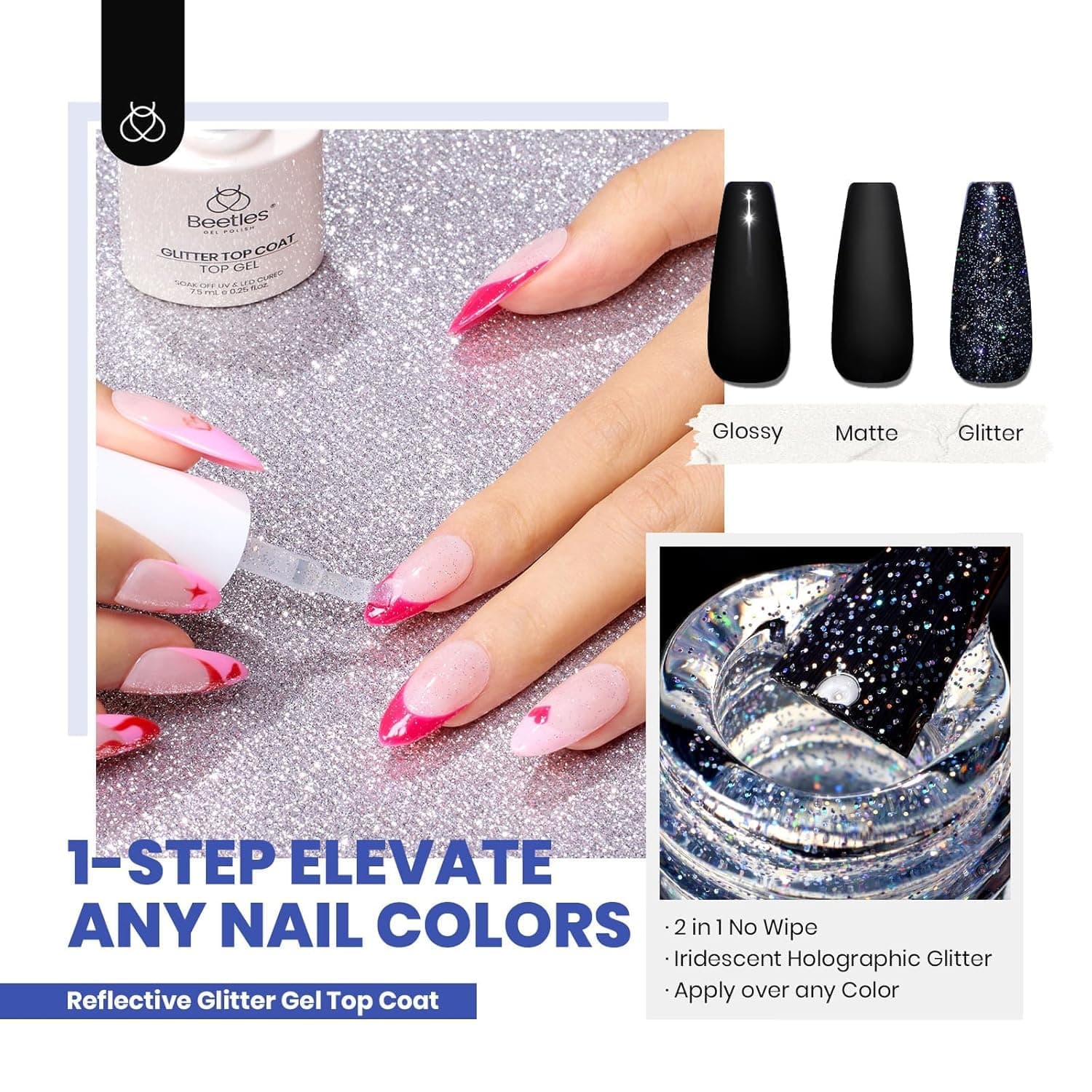 beetles Gel Polish 44 PCS Gel Nail Polish Set-36 Colors Gel Polish Set Base Coat Glossy Matte & Glitter Top Coat Colorful Muse Collection Nude White Pink Red Blue Gel Gifts for Women Summer thumbnail 6