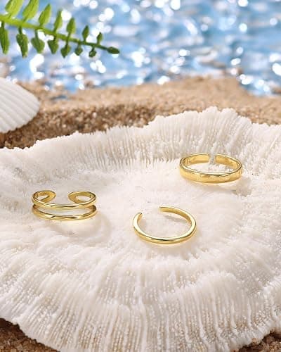 Besteel Toe Rings for Women 14K Gold Filled Simple Hug CZ Triple Open Band Rings Trendy Silver Plated Adjustable Toe Rings Summer Beach Foot Jewelry for Women thumbnail 7