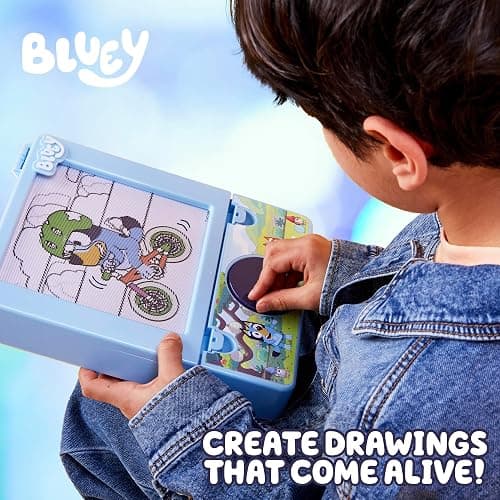 Bluey Motion Animation Tablet - Turn Drawings into Bluey with 20 Design Inserts, Coloring Markers, Drawing Pad, 8"W x 8.5"H thumbnail 2