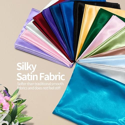 Homiest White Satin Fabric by The Yard, 1 Yard x 58 Inch | Silky Smooth Finish, Not Fade Not Shrink, Ideal for Wedding Dress Bridal Clothing DIY, Silky & Shiny Cloth, Machine Washable thumbnail 2