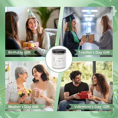Molensun Vanilla Cupcake Scented Candle, Mother's Day Gifts, Aromatherapy Jar Candles, 7 oz Long Lasting Candles, Soy Wax Candle Gift for Women thumbnail 5
