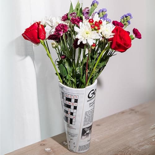 ban.do Vintage Inspired Newspaper Vase, Retro Ceramic Shelf Decor, Unique/Novelty/Eclectic Flower Vase, Newspaper thumbnail 9